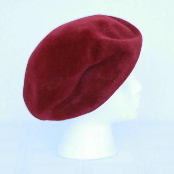 Ruby red 50's beret hat made in Italy for Bloomingdales - Picture 4 of 5